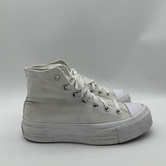Womens Size 8 Converse Chuck Taylor All Star Platform Chucks Lift White Hi Top - Picture 1 of 9